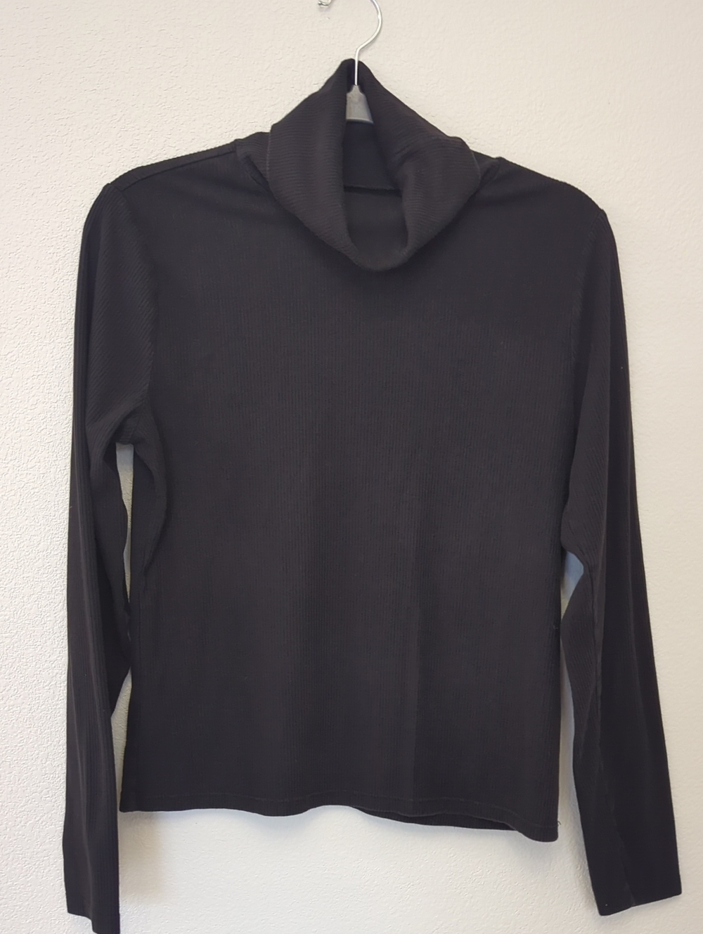 Free Assembly Black Ribbed Turtleneck Long Sleeve Top Large